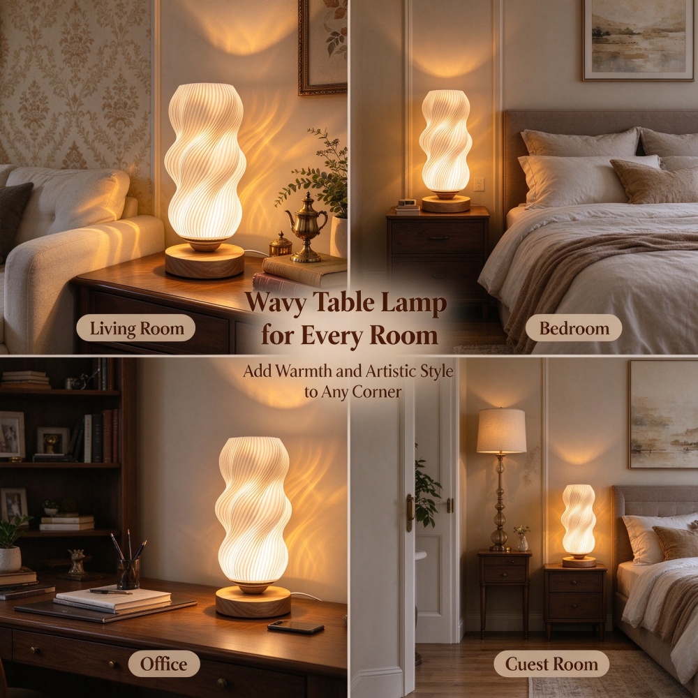3D Printed Wave Texture Night  - огляд і ціна Lighting Decor Bedroom